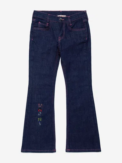 Marni Logo-patch Cotton-blend Jeans In Blue