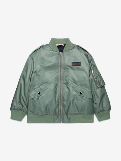 Marni Kids Bomber Jacket In Green