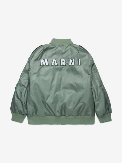 Marni Kids Bomber Jacket In Green