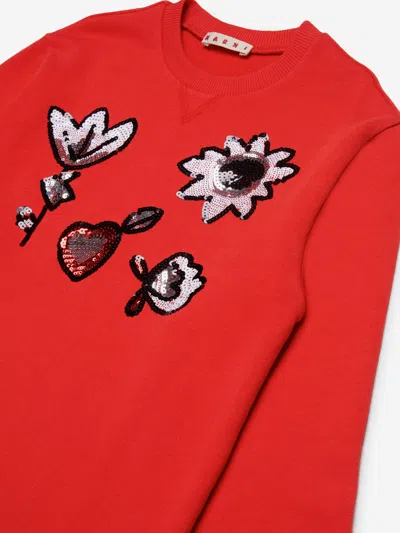 Marni Girls Applique Dress In Red
