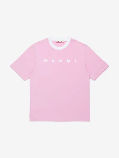 Marni Logo-print Cotton T-shirt In Pink
