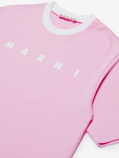 Marni Logo-print Cotton T-shirt In Pink