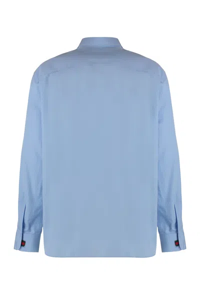 Gucci Classic Cotton Poplin Shirt For Men In Light Blue
