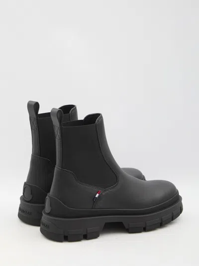 Moncler Bottes Chelsea En Cuir Hevea In Black
