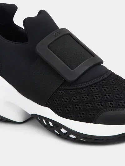Shop Roger Vivier Viv Run Hebilla Leather Sneakers For Women In Black