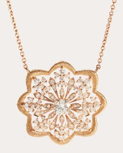 Oscar Massin Women's Lab Diamond Lace Flower Medallion Pendant Necklace In Gold