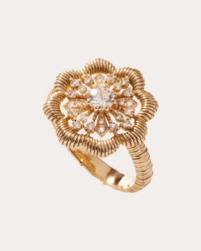 Oscar Massin Women's Medium Lace Flower 18k Gold Lab-grown Diamond Filigree Ring In Gold