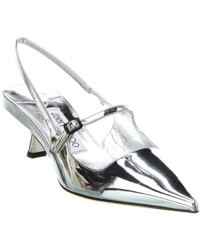Jimmy Choo 'didi 45' Gold Colored Pumps With Patent Finish In Silver