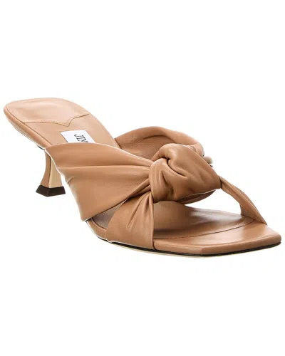 Jimmy Choo Avenue Crisscross Knot Slide Sandals In Brown