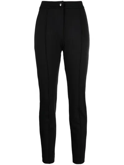 Moncler Slim Fit Stretch Fabric Trousers With Belt Loops And Side Pockets In Black