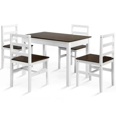 Hivvago 5 Pieces Solid Wood Compact Kitchen Dining Set-walnut