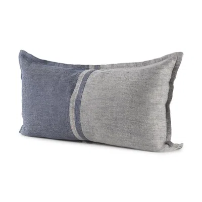 Homezia Gray And Blue Color Block Lumbar Pillow Cover