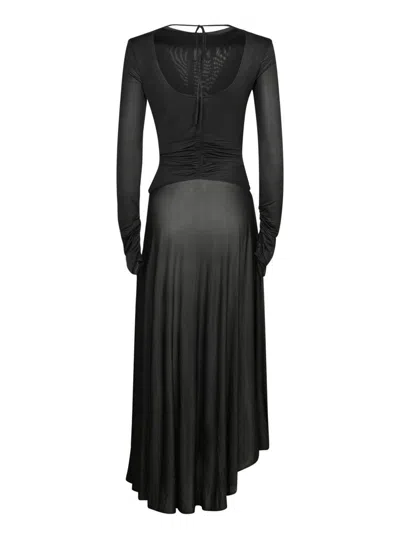 Acne Studios Long Jersey Dress With Black Slit In Black