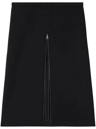 Courrèges Midi Twill Skirt With Zipper In Black