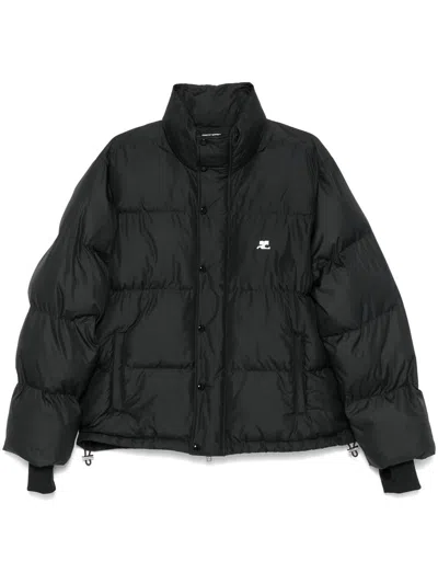 Courrèges Logo-embroidered Puffer Jacket In Black