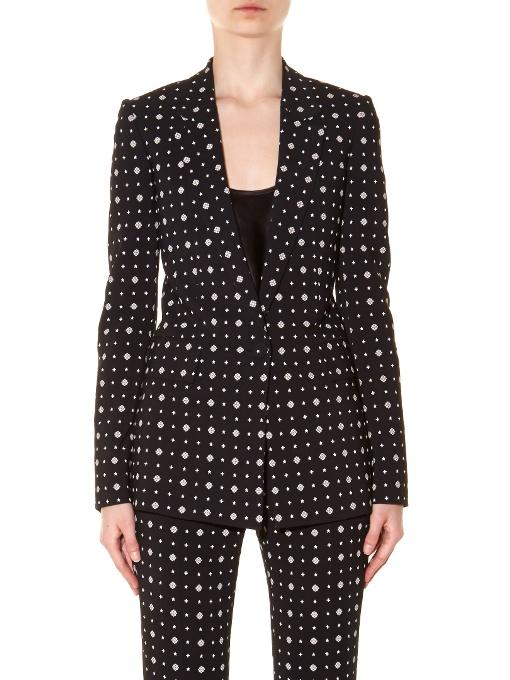 Givenchy Micro Geometric-print Tailored Jacket In Llack | ModeSens