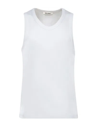Wales Bonner Sleeveless Cotton Sweater With Ribbed Texture And Embroidered Logo In White