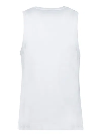 Wales Bonner Sleeveless Cotton Sweater With Ribbed Texture And Embroidered Logo In White