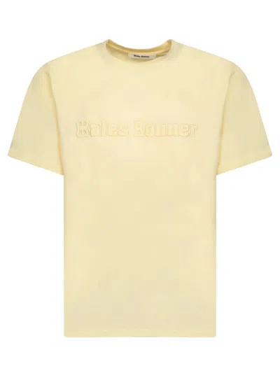 Wales Bonner Embroidered Logo Crewneck T-shirt In Yellow