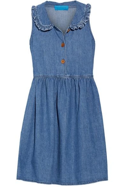 Shop M.i.h Jeans Ruffle-trimmed Chambray Mini Dress