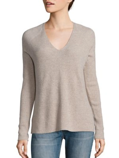 Shop Vince Ribbed Wool Blend Sweater In Light Heather