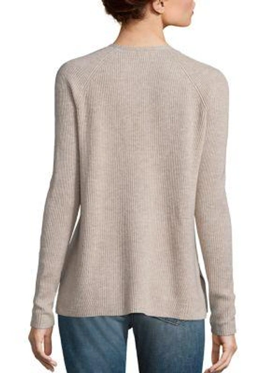 Shop Vince Ribbed Wool Blend Sweater In Light Heather