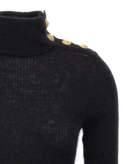 Shop Balmain Mohair Turtleneck Sweater In Black