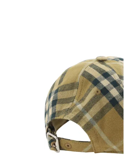 Burberry Checked Cotton Baseball Hat With Curved Brim In Brown