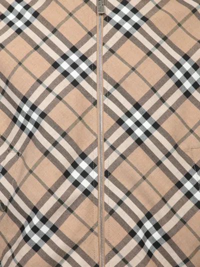 Burberry Signature Check Harrington Bomber Jacket In Beige
