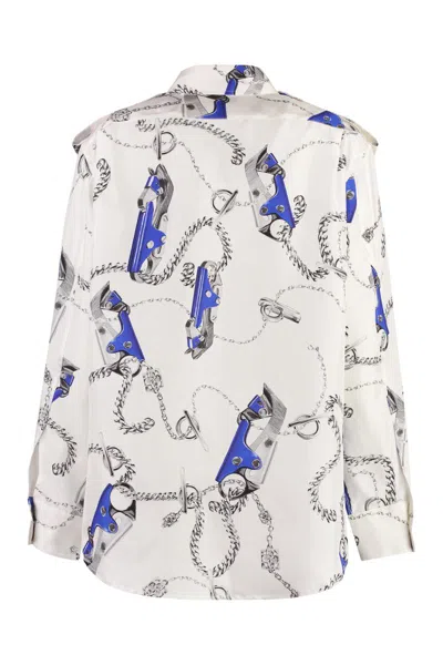 Shop Burberry Printed Silk Shirt In White