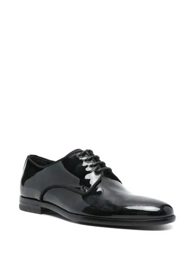 Dolce & Gabbana Black Leather Raffaello Lace-up Shoes In Black