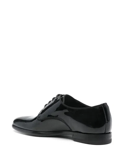 Dolce & Gabbana Black Leather Raffaello Lace-up Shoes In Black