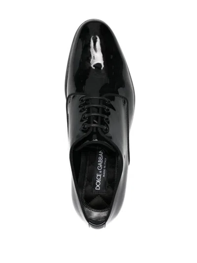 Dolce & Gabbana Black Leather Raffaello Lace-up Shoes In Black