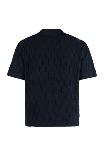 Shop Fendi Short Sleeve Polo Shirt In Blue