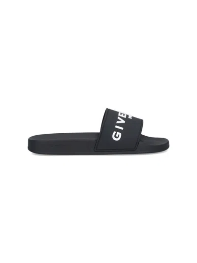 Shop Givenchy "slide" Sandals In Black