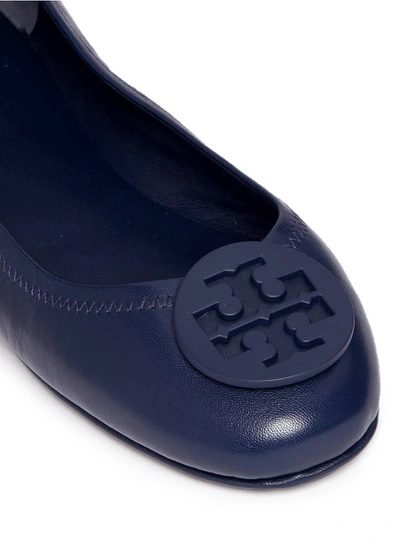 Shop Tory Burch 'minnie Travel' Leather Ballet Flats