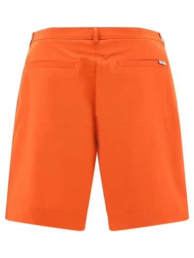 Maison Kitsuné Cotton Bermuda Shorts With Back Logoed Label In Orange