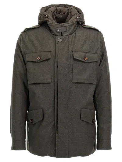 Shop Moorer Dark Green Down Jacket