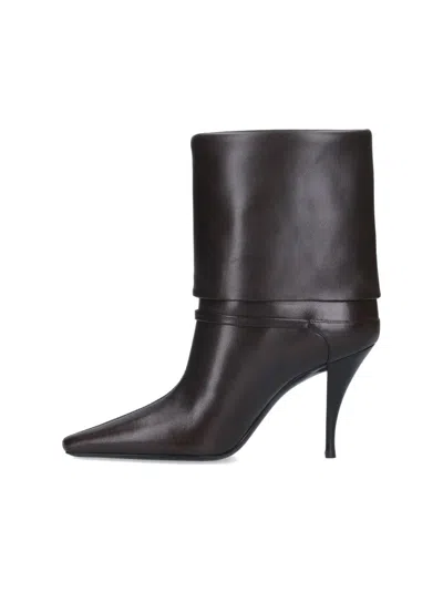 Saint Laurent Niki Smooth Leather Ankle Boots Shoes In Black