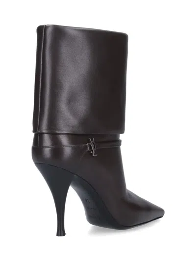 Saint Laurent Niki Smooth Leather Ankle Boots Shoes In Black