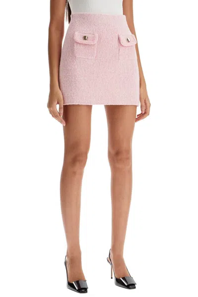 Shop Self-portrait Knitted Mini Skirt In Pink