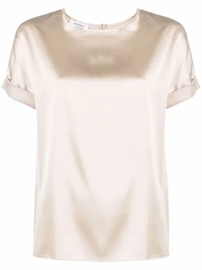 Shop Snobby Sheep Silk Round Neck Shirt In Gold