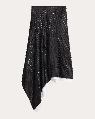 Helmut Lang Asymmetric Flutter Dot Skirt In Black