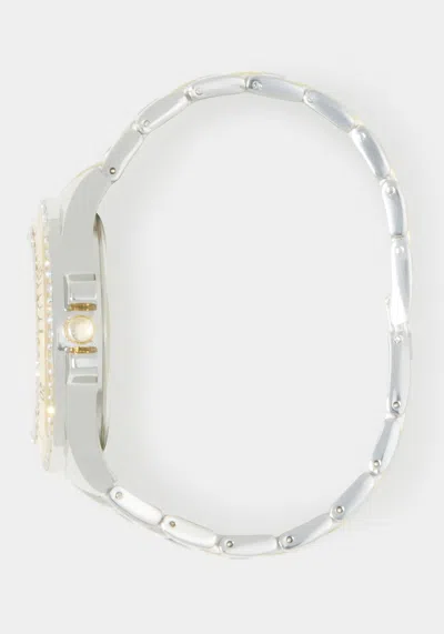 Bebe X Ciara Link Bracelet Crystal Sport Bezel Watch In Two-tone Silver & Gold