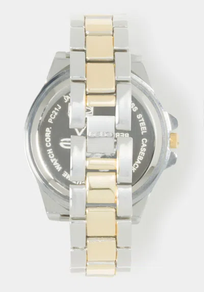Bebe X Ciara Link Bracelet Crystal Sport Bezel Watch In Two-tone Silver & Gold