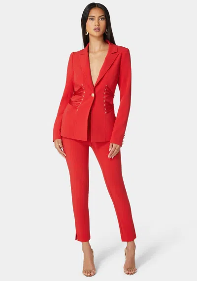 Bebe Satin Detail Tailored Woven Twill Blazer In Salsa