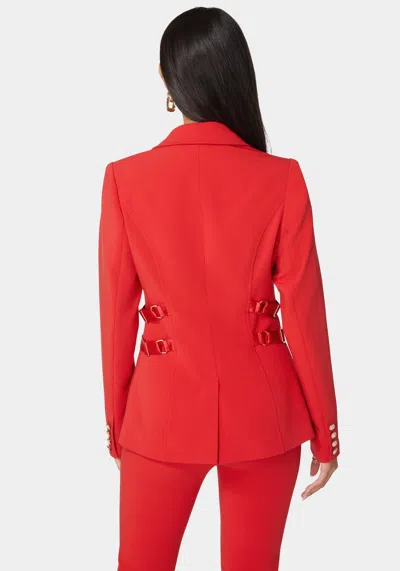 Bebe Satin Detail Tailored Woven Twill Blazer In Salsa