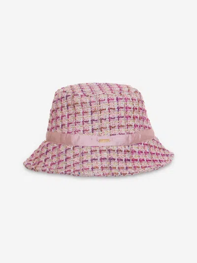 Patachou Girls Tweed Bucket Hat In Pink