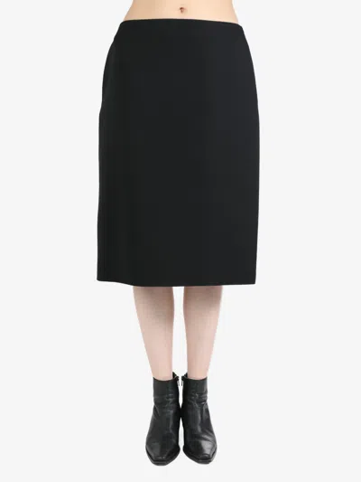 The Row Wool Midi Skirt In Blk Black