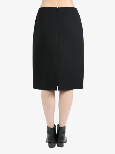 The Row Wool Midi Skirt In Blk Black
